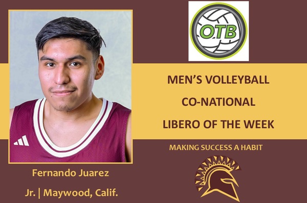Fernando Juarez Scores Off the Block Men's Volleyball Co-National Libero of the Week Honors